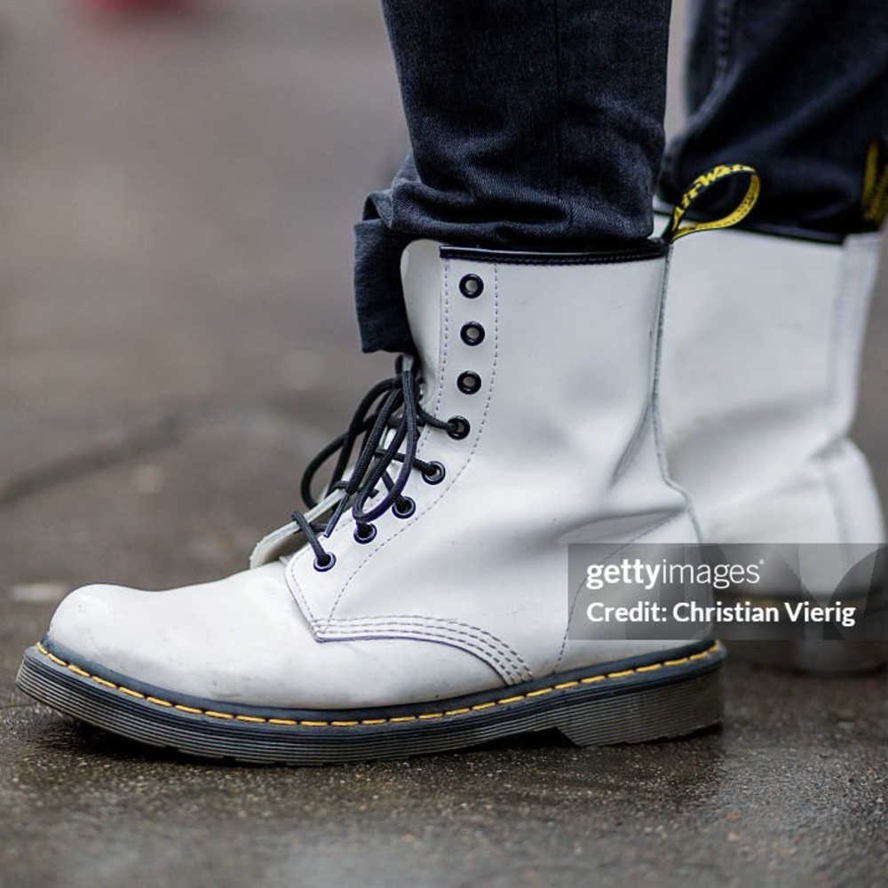 Dr. Martens Zavala White Leather Combat Boot Men’s 9 Women’s 10 Air Wair
